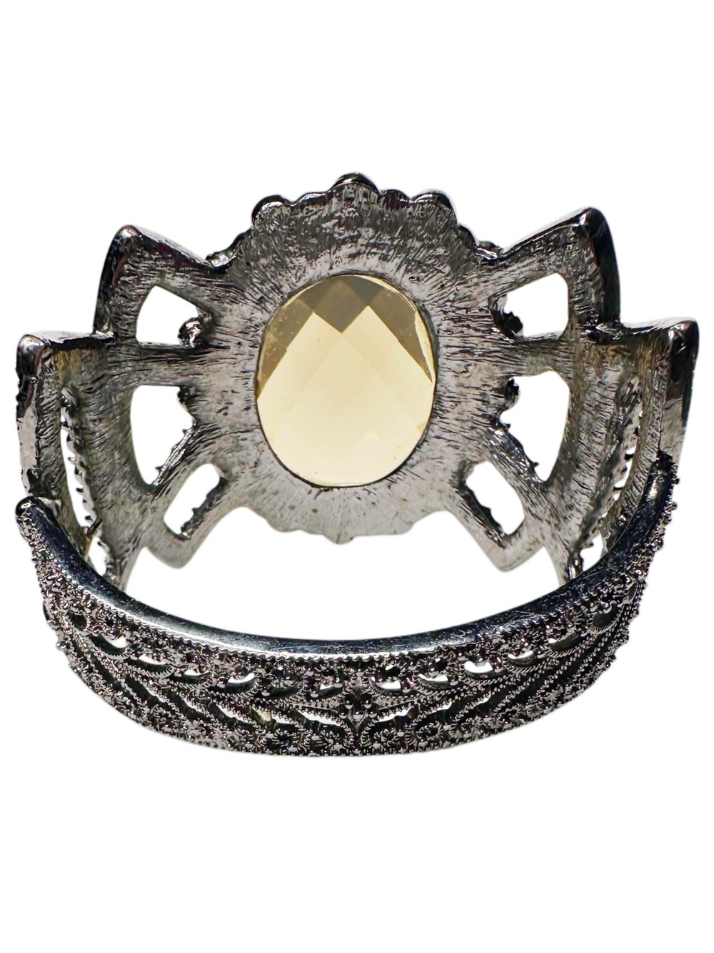 Statement Gem and Acrylic Crystal Hinged Cuff Bracelet - Picture 5 of 6